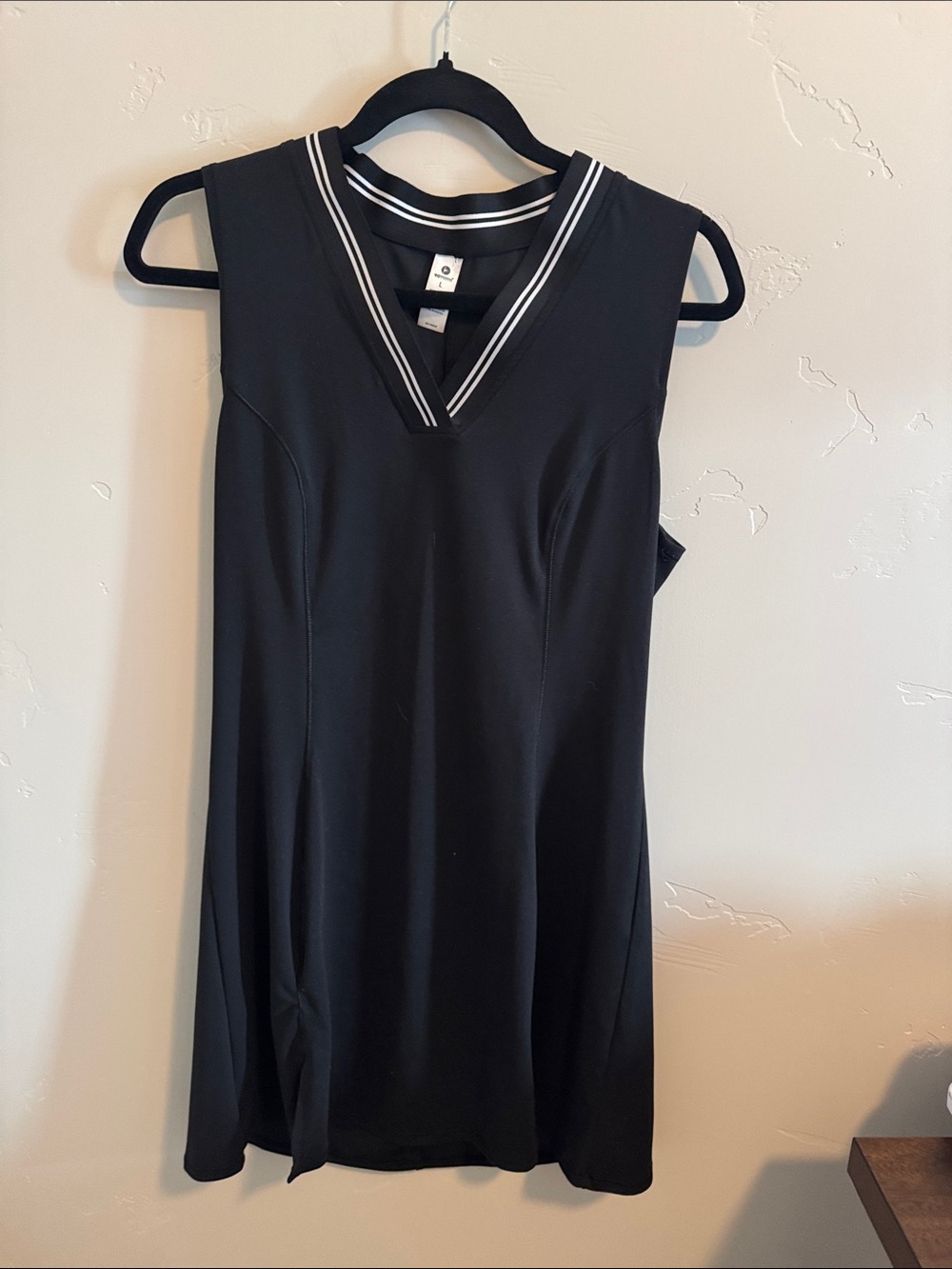 90 Degrees black tennis dress with white trim